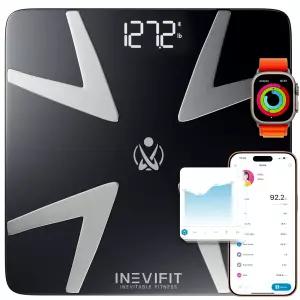 INEVIFT 스마트 체지방 척도 고도로 정확한 블루투스 디지털 욕실 체성분 분석기 무제한 사용자를 위한