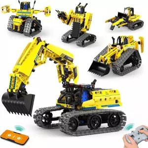 LECPOP 5 in 1 빌딩 장난감 STEM 로보틱스 키트 430 PCS 블록 RC 로봇 에렉터 세트 APP 및 리모컨 굴착기