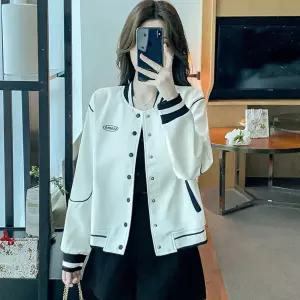 패션 데이트 코디 바시티 숏 자켓 데일리 여자 점퍼