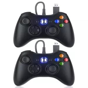 Xbox 360 컨트롤러 유선용 다이노수 10피트 교체 업그레이드된 더블 쇼크 2.5mm 오디오 잭 2팩