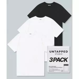 언탭트 스튜디오 UNTAPPED STUDIO 3PACK퓨어코튼 24수 롱기장 레이어드 무지 반팔 티셔츠