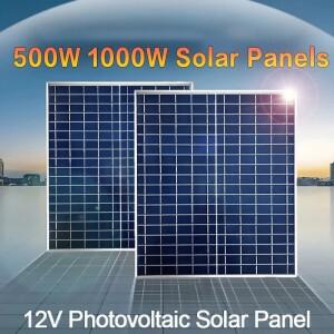 고효율 12V 태양광 패널 키트 500W 1000W 100A 컨트롤러 가정용 캠핑 RV용 배터리 충전기