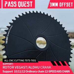 PASS QUEST-로터 자갈 자전거 체인링  라운드 좁은 와이드 다이렉트 마운트 크랭크  12 단 42-54T  3mm  AL