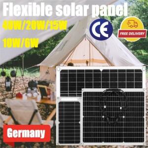GGJ 휴대용 태양 전지 패널 40W/20W/10W/6W 유연한 12V 18V 배터리 충전 시스템 휴대폰 보조베터리 캠핑 RV
