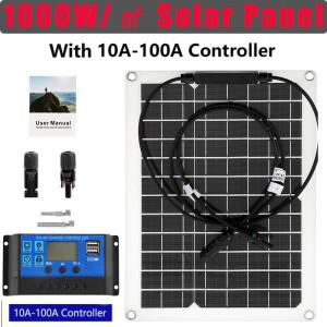 1000W/ ㎡ 휴대폰 자동차 요트 RV 18V 배터리 충전기 용 유연한 태양 전지 패널 10-100A 컨트롤러 보조베터