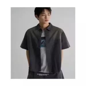 에잇세컨즈 라이트웨이트 워싱 옥스포드 반소매 셔츠 네이비