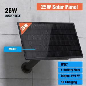 25W 태양광 패널 설치 18650 배터리 MPPT 충전 출력 12V 카메라 셀 18V1.5A 램프 조명 방수 4G CPE 라우터