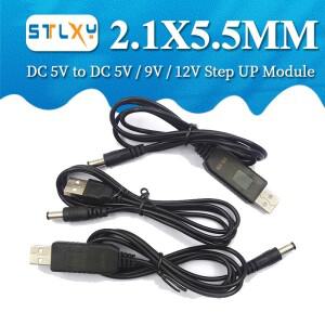 USB 전원 부스트 라인 스텝 업 모듈  컨버터 어댑터 케이블  2.1x5.5mm 플러그  DC 5V-DC 5V  9V  12V