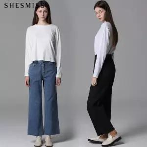 [쉬즈미스][쉬즈미스(SHESMISS)] 사이드 밴딩 와이드 데님 팬츠 (택가격158000원)