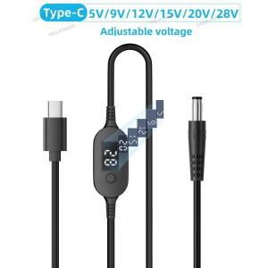 U SB C PD to DC 5V 9V 12V 20V 28V 조절 가능 전압 부스트 케이블 140W 5.5X2.5mm 노트북용 범용 어댑터