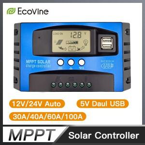 MPPT 태양열 충전 컨트롤러 12V 24V 전지 패널 배터리 30A 40A 50A 60A 100A 듀얼 USB LCD 디스플레이 레귤