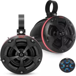 Pyle 2방향 방수 오프로드 스피커 4인치 800W 액티브 패시브 마린 등급 웨이크보드 타워 RGB 시스템