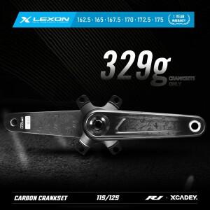 LEXON 카본 로드 크랭크셋  초경량 자전거 부품  365g  29mm  52-36T 스핀들  165/167.5/170/172.5/175mm
