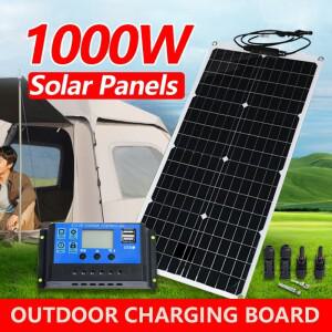 1000W 유연한 태양광 패널 시스템 키트 12V 배터리 충전기 100A 컨트롤러 가정용 야외 캠핑용 완비