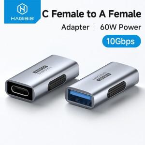 하기비스 USB C 암-암 어댑터 3.2 OTG 컨버터 60W 충전 연장 커넥터 (아이폰호환  맥북 호환 프로 노트북용
