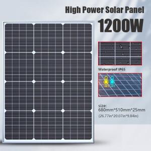 1200W 광전지 태양광 패널 18V 유리 프레임 태양열 충전기 가정용 야외 캠핑 RV용 발전 장비