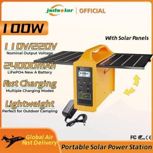 Jsdsolar 100W 휴대용 태양광 발전소 발전기 출력 AC 220V 110V LiFePO4 전원 은행 야외 캠핑용 UPS