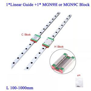 리니어 레일 블록 1PC 9MM 선형 가이드 MGN9H 300 MGN9C 350 400 150 또는 450 100 CNC 500 550MM 250 3D 200 프린터 MGN9