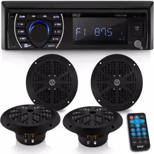 파일 마린 헤드 유닛 수신기 스피커 키트 인대시 LCD 디지털 스테레오 내장 블루투스 및 마이크 AM FM