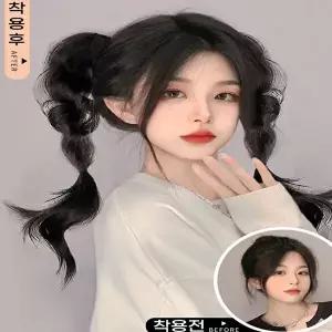 여성 샤벳 댕기머리 밴드 부분가발 4컬러 고온사가발 (HSJ-WFIU3GU)