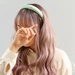 엔젤슈슈 새틴 진주 볼륨 헤어밴드 민트 머리띠 (HSJ-WC409D5)