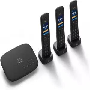 3개의 HD3 핸드셋을 갖춘 우마 텔로 VoIP 무제한 전국 통화 모바일 앱 액세스 및 로보콜로 유선 전화