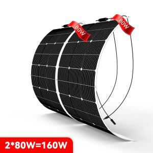 PowMr 유연한 태양 전지 패널 키트  RV 자동차 요트 캠핑용  160W  80W  12V 충전기  모노 ETFE 24V