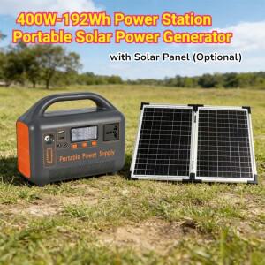400W 휴대용 발전소 태양광 발전기 220V 192Wh LiFePO4 파워뱅크 캠핑 비상용 에너지 패널 충전기 포함
