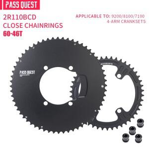 PASS QUEST 로드 바이크 더블 체인링 110 BCD 크랭크 R7100 R9200용 다중 톱니 옵션 48-35T ~ 56-42T
