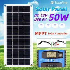 태양광 패널 12V DC 5V USB Type-C 충전 휴대용 유연한 키트 경량 시스템 자동차 캠핑 하이킹 보조베터리 I