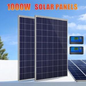1000W /500W 태양광 패널 키트 12V 100A 컨트롤러 USB 포트 휴대용 배터리 충전기 야외 캠핑 모바일 RV용