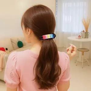 레인보우 트윙클 헤어집게핀 똥머리 올림머리 (HSJ-WFIFN44)