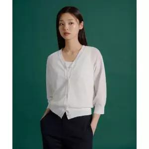 빈폴 BEANPOLE LADIES 리넨 솔리드 7부 카디건 화이트 (BF645AC071) BF645AC071 160310