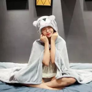 [룽스_63]후드 캐릭터후드담요 담요 대형 블랭킷 차량용