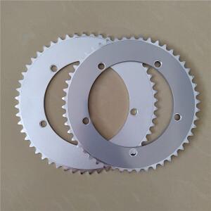 고정 기어 144BCD 체인 링 실버 트랙 자전거 휠 Fixie 단일 속도 46T 48T 50T 52T 53T 1/8