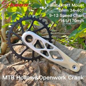 KEOS MTB 홀로우테크 크랭크셋 165/170mm 길이 SR 다이렉트 마운트 3볼트  블랙/실버  네로우-와이드 체인