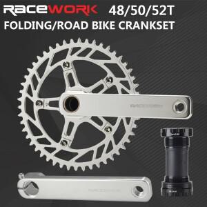 RACEWORK 로드 바이크 크랭크셋  알루미늄 합금 싱글 체인링  GXP용 10 11/12 속도 실버  170mm  48T  50T