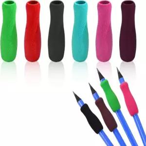 Czhotg 6Pcs 컬러풀 특수 용품 폼 펜슬 그립 소프트 오픈 슬립 인서트 펜 페인트 브러시 홀더 인체공학적