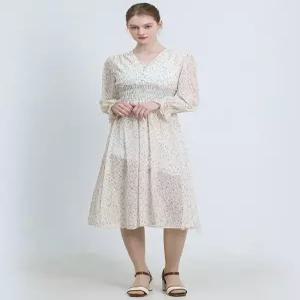 [르샵][르샵(LeShop)] 콩단추 스모킹 쉬폰 원피스 (택가격 129000원)