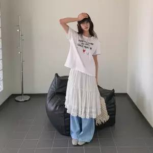 [옷자락]여자 데일리 로맨틱 도트 프릴 캉캉 미디 스커트