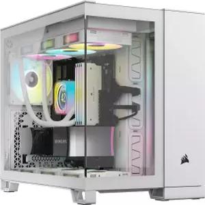 CORSAIR iCUE 링크 2500X RGB 강화 유리 mATX 미드 타워 듀얼 챔버 PC 케이스 2X RX120 팬 포함 넓은 냉각