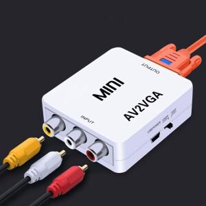 미니 소형 AV2VGA 비디오 컨버터 변환기 박스 AV RCA CVBS - VGA (3.5mm 오디오 포함) PC HDTV
