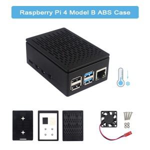라즈베리 파이호환 4 모델 B ABS 케이스 냉각 팬 블랙 플라스틱 Prectective 상자 4B 3.5 인치 LCD 터치 스