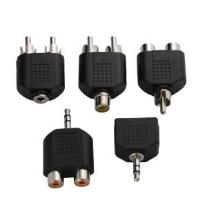 1PC 5  RCA Y 분배기 AV 오디오 비디오 플러그 변환기 1 Male to 2 Female 어댑터 키트 로터스 컬러 잭 플