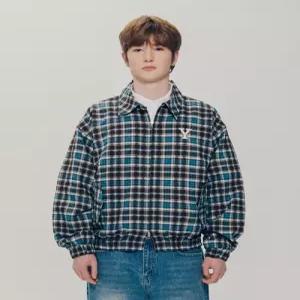 예일 YFS1JK304ABR 간절기 재킷그리퍼 2 WAY Y로고 체크 블루종 브라운 4737556
