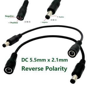 2피스 역 극성 전원 변환 코드 케이블 와이어 DC 5.5mm x 2.1mm 키보드 기타 피아노 효과 페달