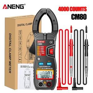 ANENG 스마트 디지털 클램프 계량기  DC/AC 전류 전압 저항 테스터  자동 범위 NCV 멀티미터  CM80  4000