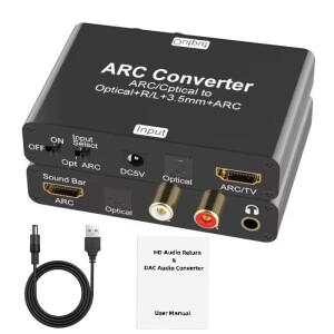 HDMI ARC 오디오 추출기 CEC 리턴 채널 192khz DAC 변환기 동축 RCA 3.5mm TV 용 스테레오