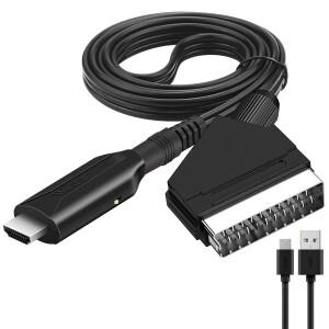 Scart-Hdmi 호환 오디오 비디오 컨버터 케이블 HDTV DVD STB 액세서리 플러그 앤 플레이 용 1M 어댑터 변환
