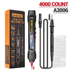 ANENG A3006 디지털 멀티미터 펜 타입 4000 카운트 AC/DC 전압계 팁  제로 파이어 라인 고정밀 전기 도구